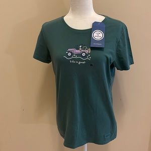 Life is good T-shirt, size medium crusher T Jackie, off-road jeep 100% cotton